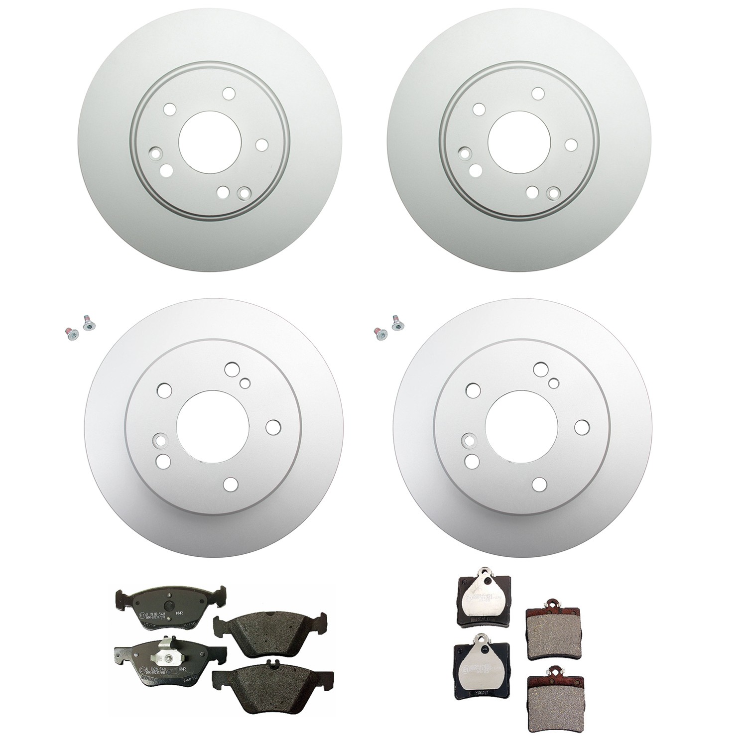 Hella Front & Rear Rotor Low-Met Disc Brake Pad Kit for R170 SLK320 Base 01-04