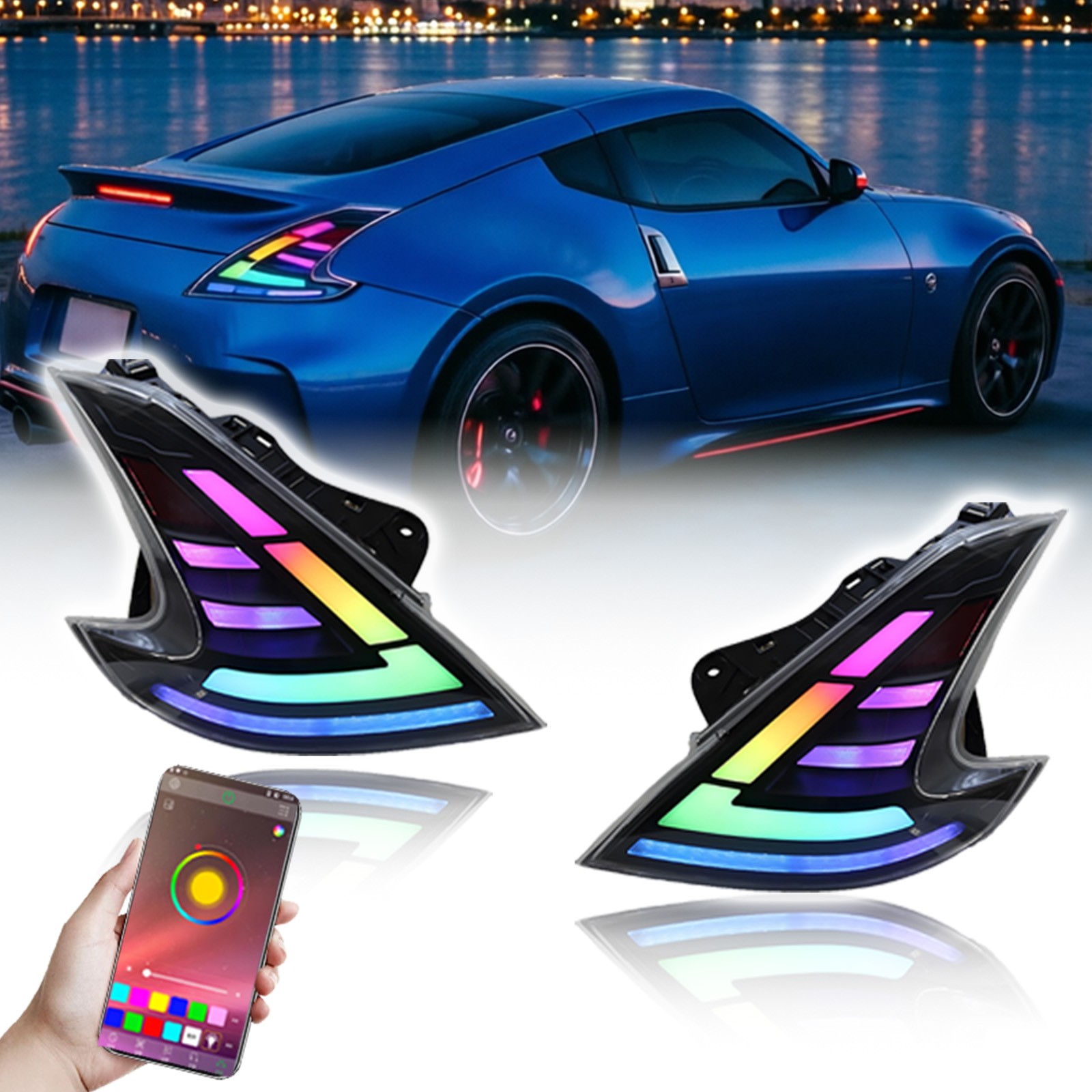 FULL RGB 2009-2020 For Nissan 370Z Smoked Tail Lights Sequential DRL Plug-Play FULL RGB 2009-2020 For Nissan 370Z Smoked Tail Lights Sequential DRL Plug-Play