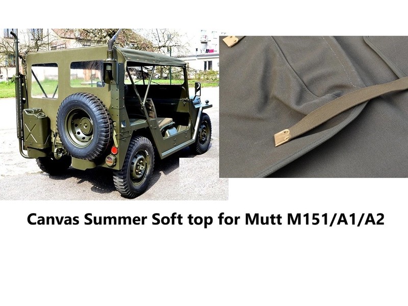 Canvas Summer Soft Top Fits M151,M151A1,M151A2 MUTT Military Truck Canvas Summer Soft Top Fits M151,M151A1,M151A2 MUTT Military Truck