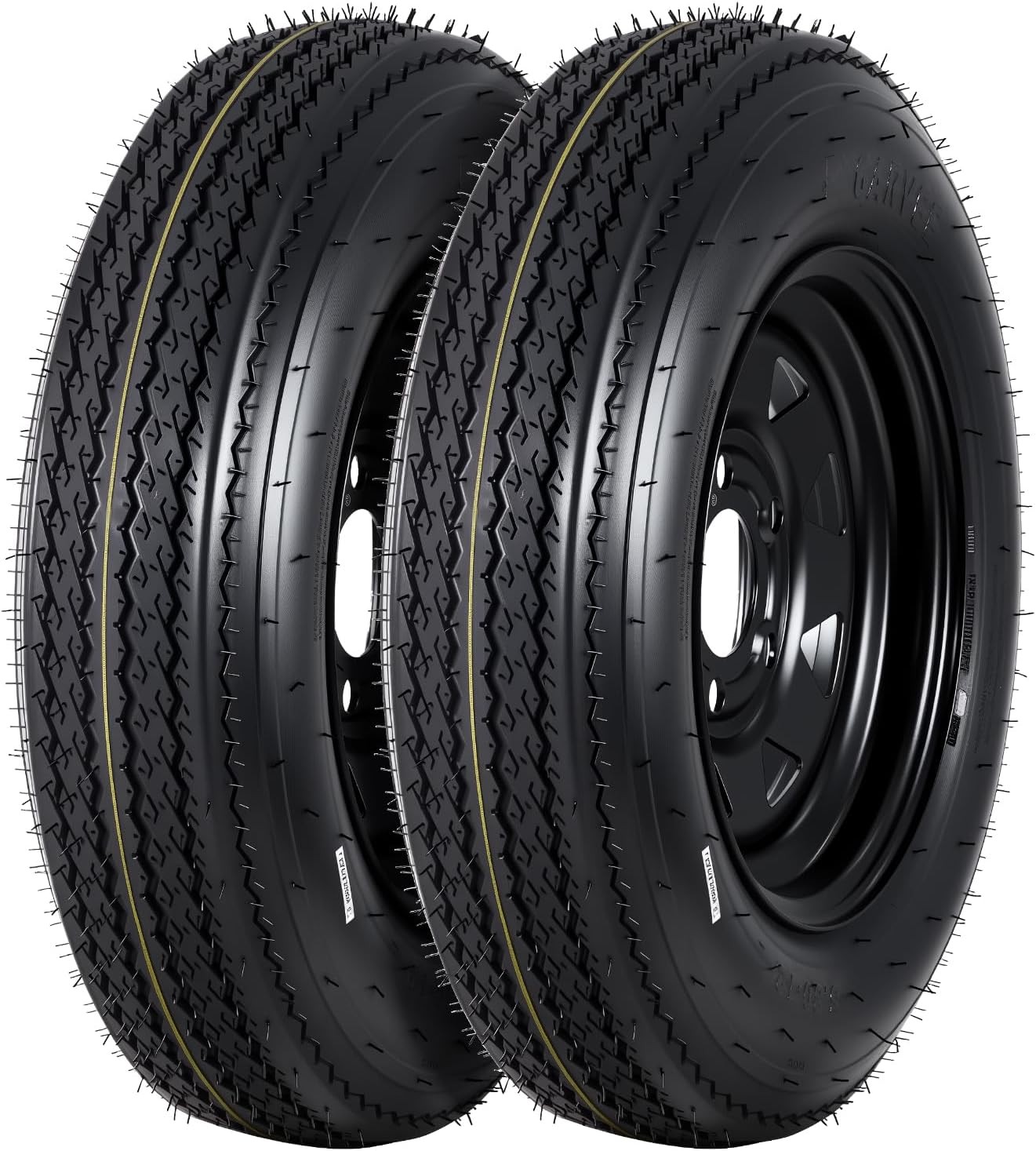 2x Trailer Tires 12'' Rims 5.30-12 5.30x12 5.30-12 5.30 6PR Load Range C 5 Lug