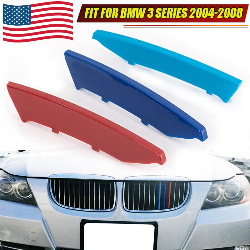 M-Sport 3-Color Grille Insert Trims For BMW E90 3 Series w/Standard Kidney Grill