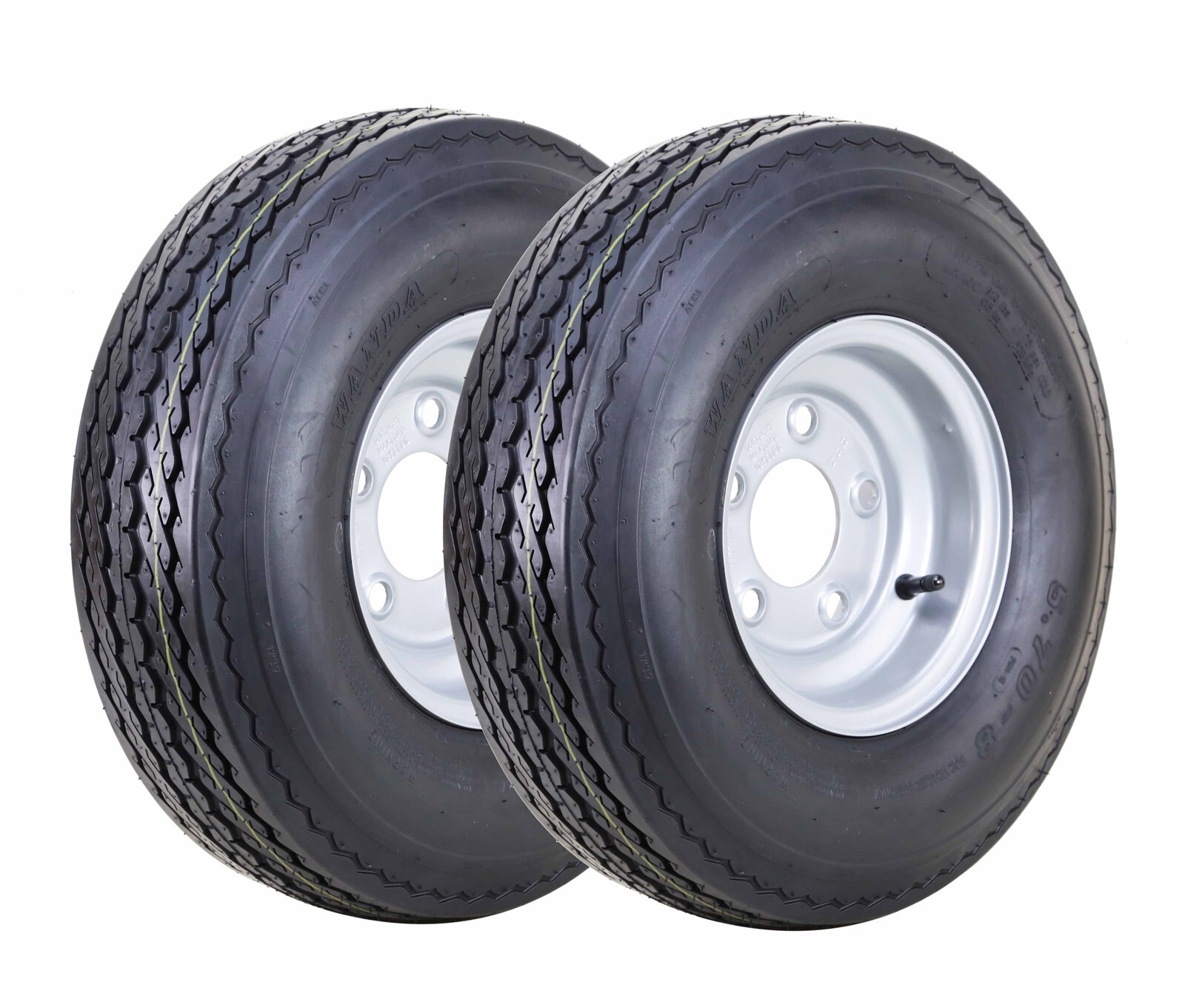 2PC Wanda Trailer Tire Assembly 5.70-8 6-Ply Silver Rim 5 Lugs on 4.5 2PC Wanda Trailer Tire Assembly 5.70-8 6-Ply Silver Rim 5 Lugs on 4.5