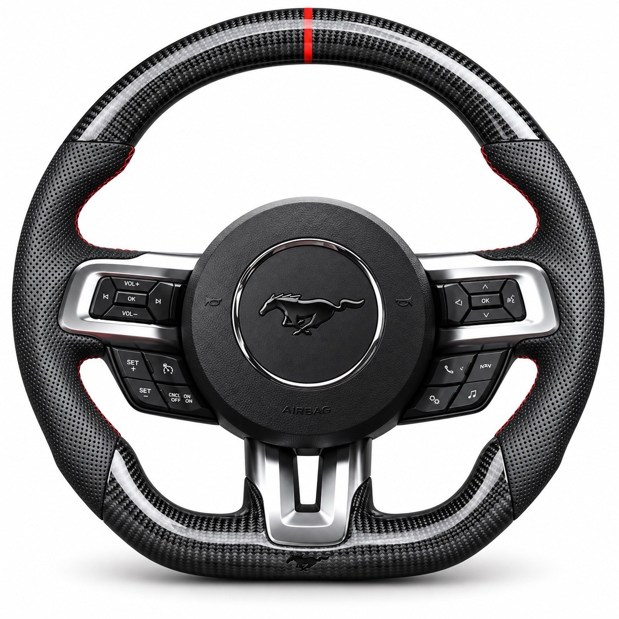 Carbon Fiber Steering Wheel 2018-2022 Ford Mustang GT EcoBoost Shelby GT350 Flat