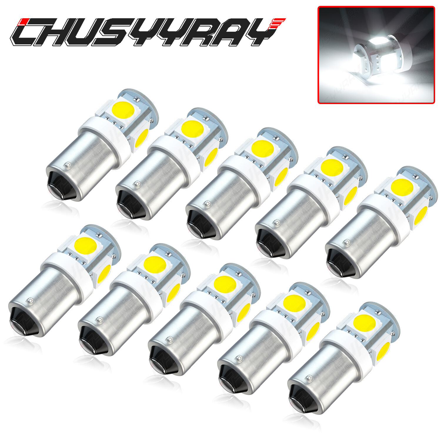 10Pcs BRIGHT White 12V LED Instrument Panel Dash BA9S 1815 Light Bulb For Chevy