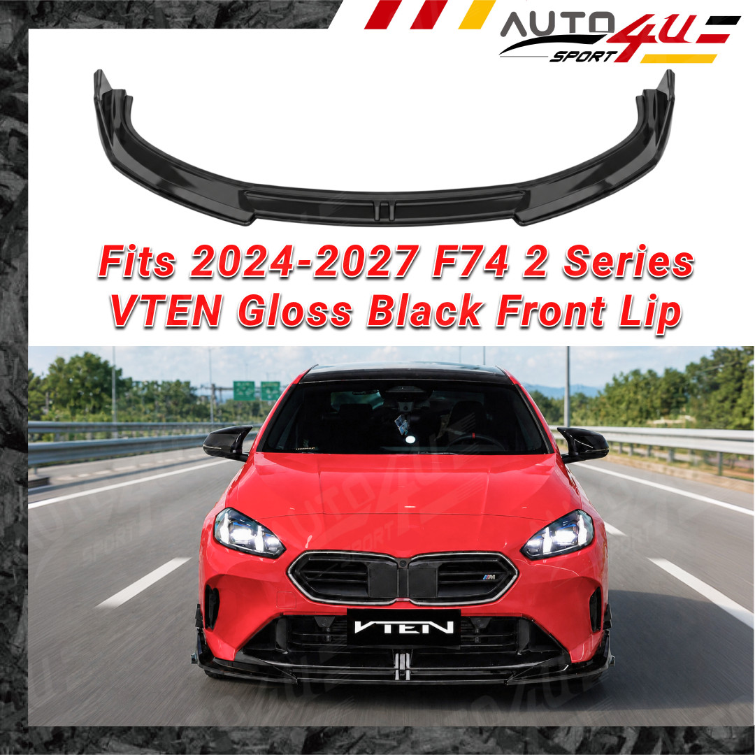 For 2025-2027 BMW 2 Series F74 VTEN Front Bumper Lip Spoiler Gloss Black BodyKit