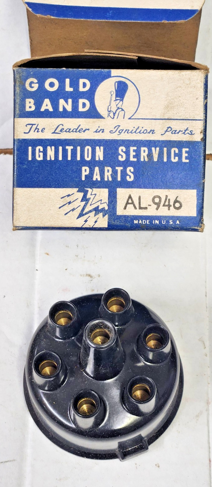 NOS Vintage Gold Band Distributor Cap AL-946 AL946 NOS Vintage Gold Band Distributor Cap AL-946 AL946