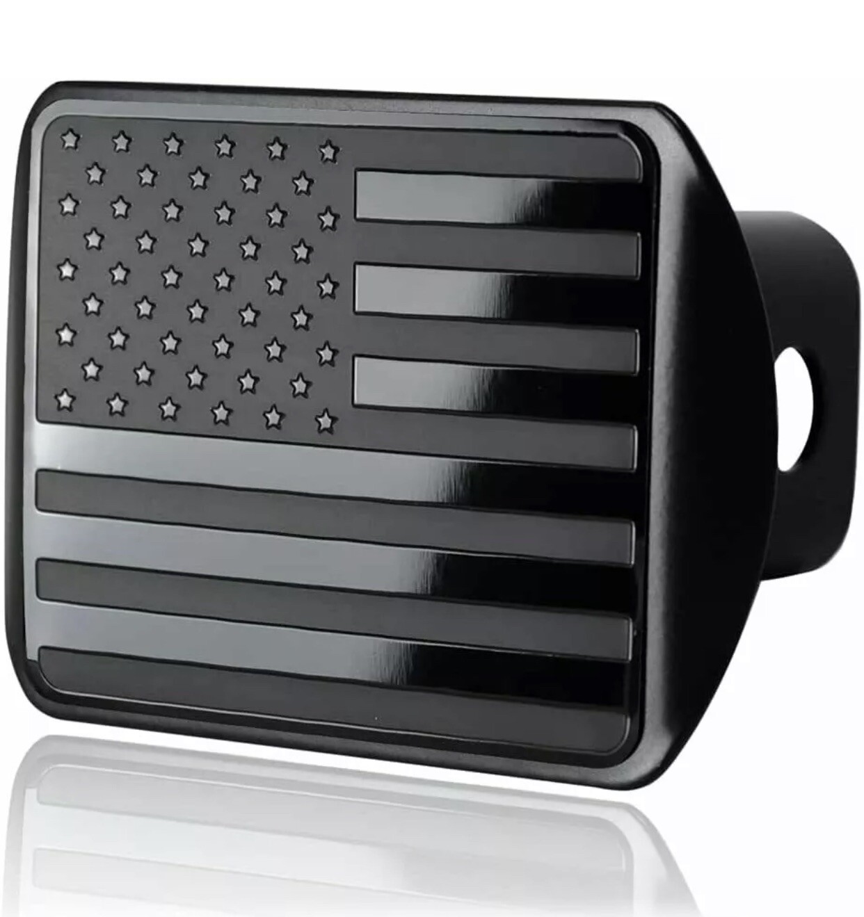 USA US American Flag Black Metal Trailer Towing Hitch Cover Fits 2\