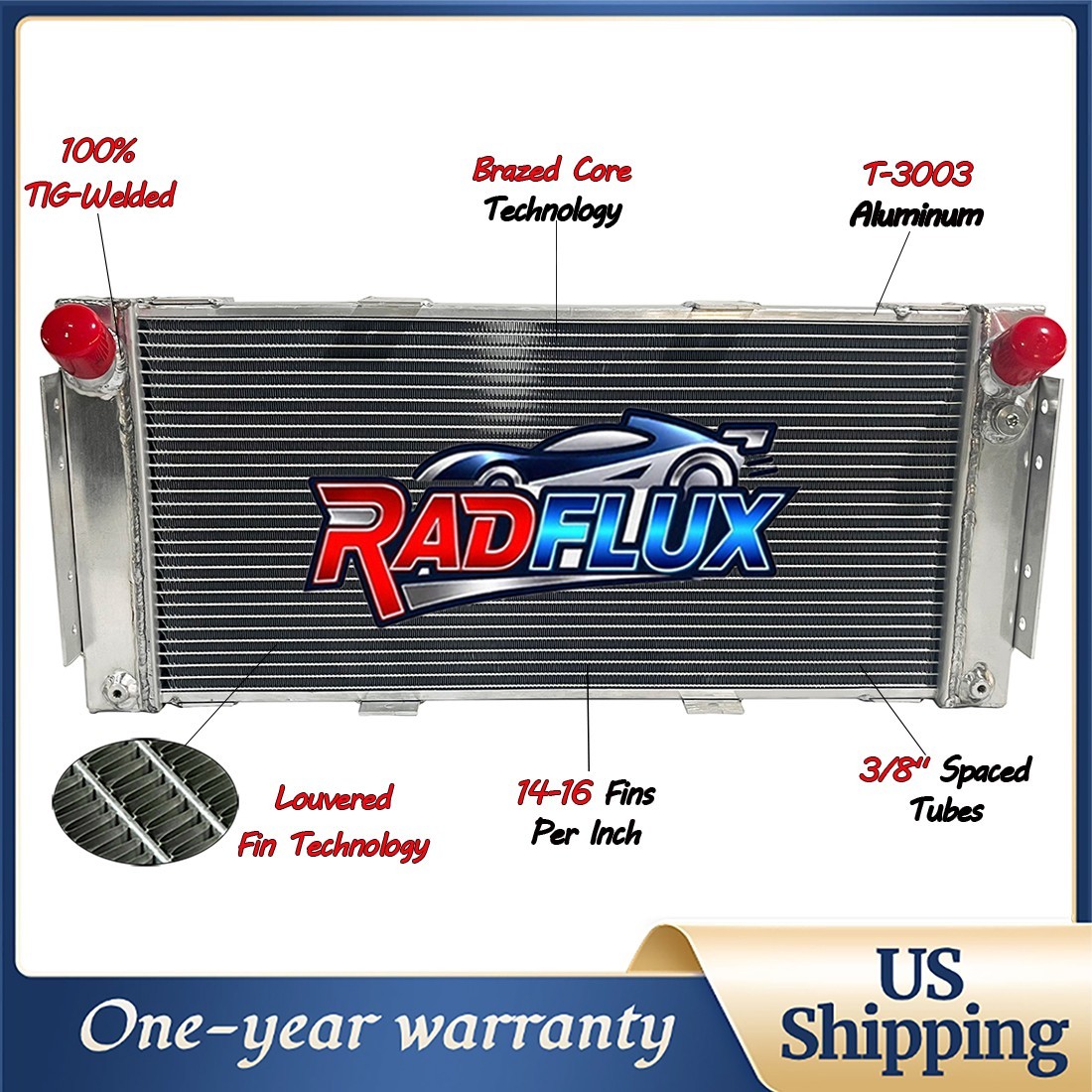 Aluminum Radiator For 1964-1969 Ford GT40 MK III/Base 4.7L/7.0L V8 GAS Engine MT