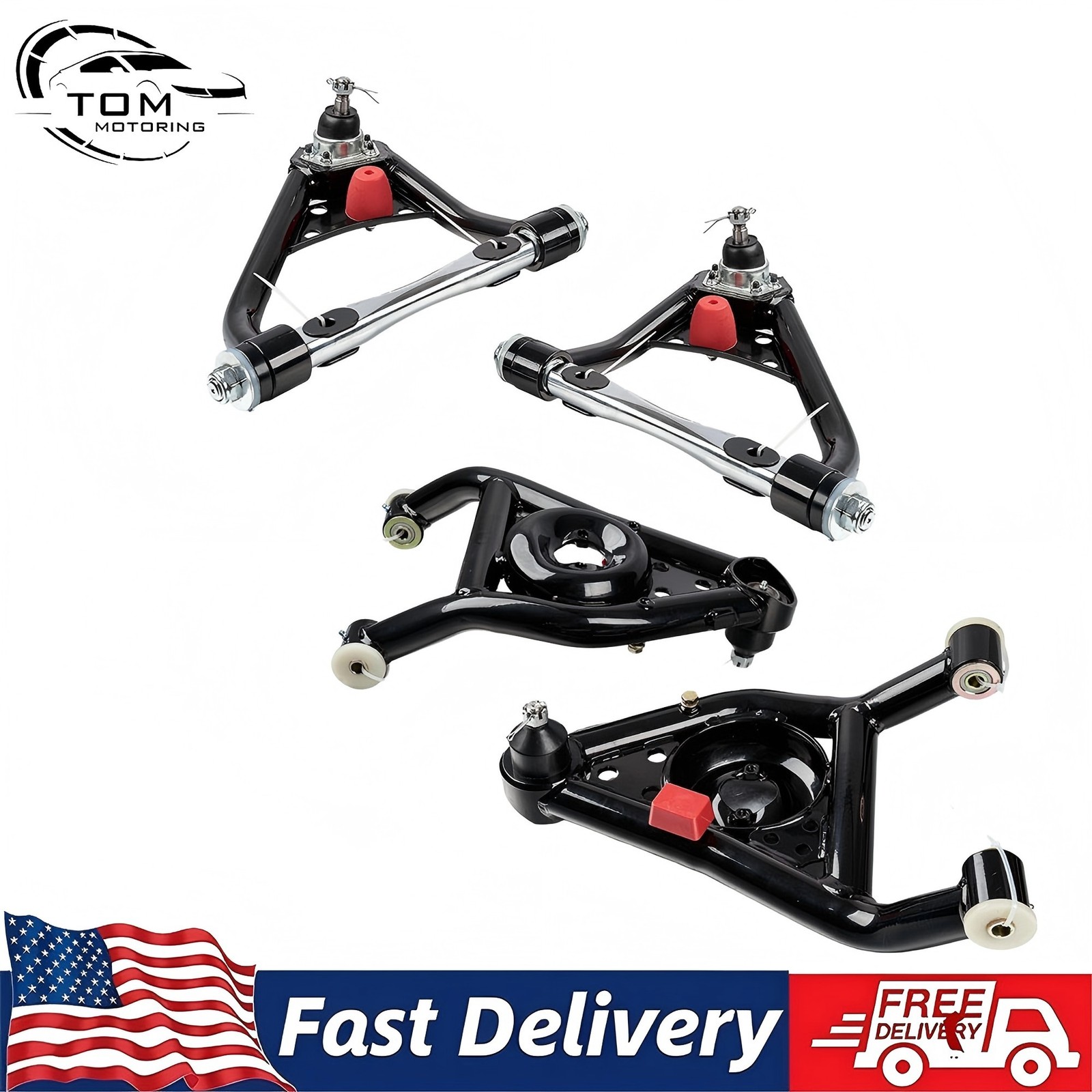 Front Upper+Lower Tubular Control Arms Set For 67-69 Camaro Firebird 68-74 Nova