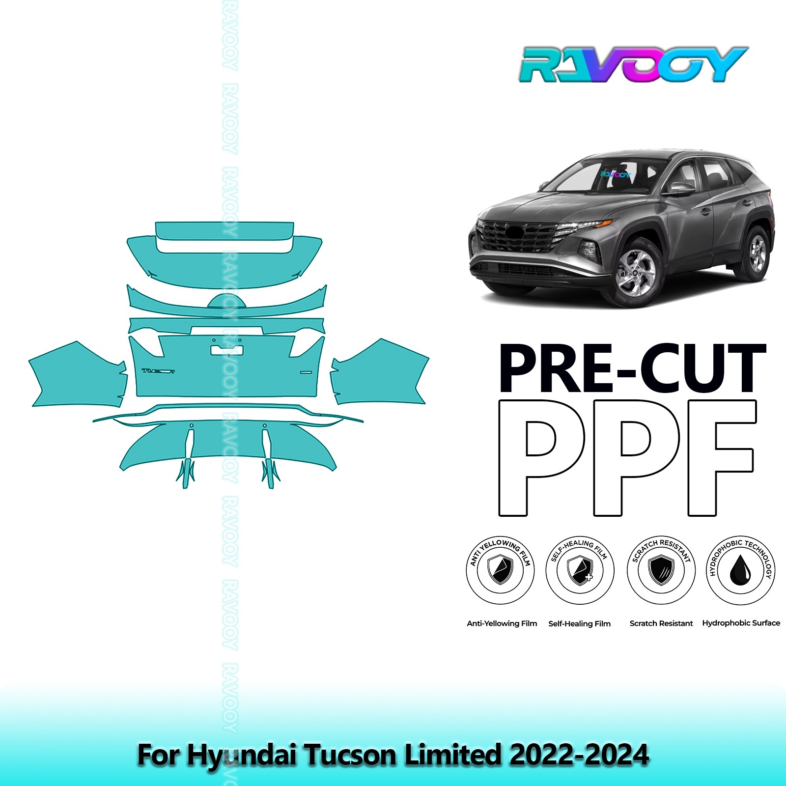 PreCut Paint Protection PPF Kit For Hyundai Tucson Limited 2022-2024