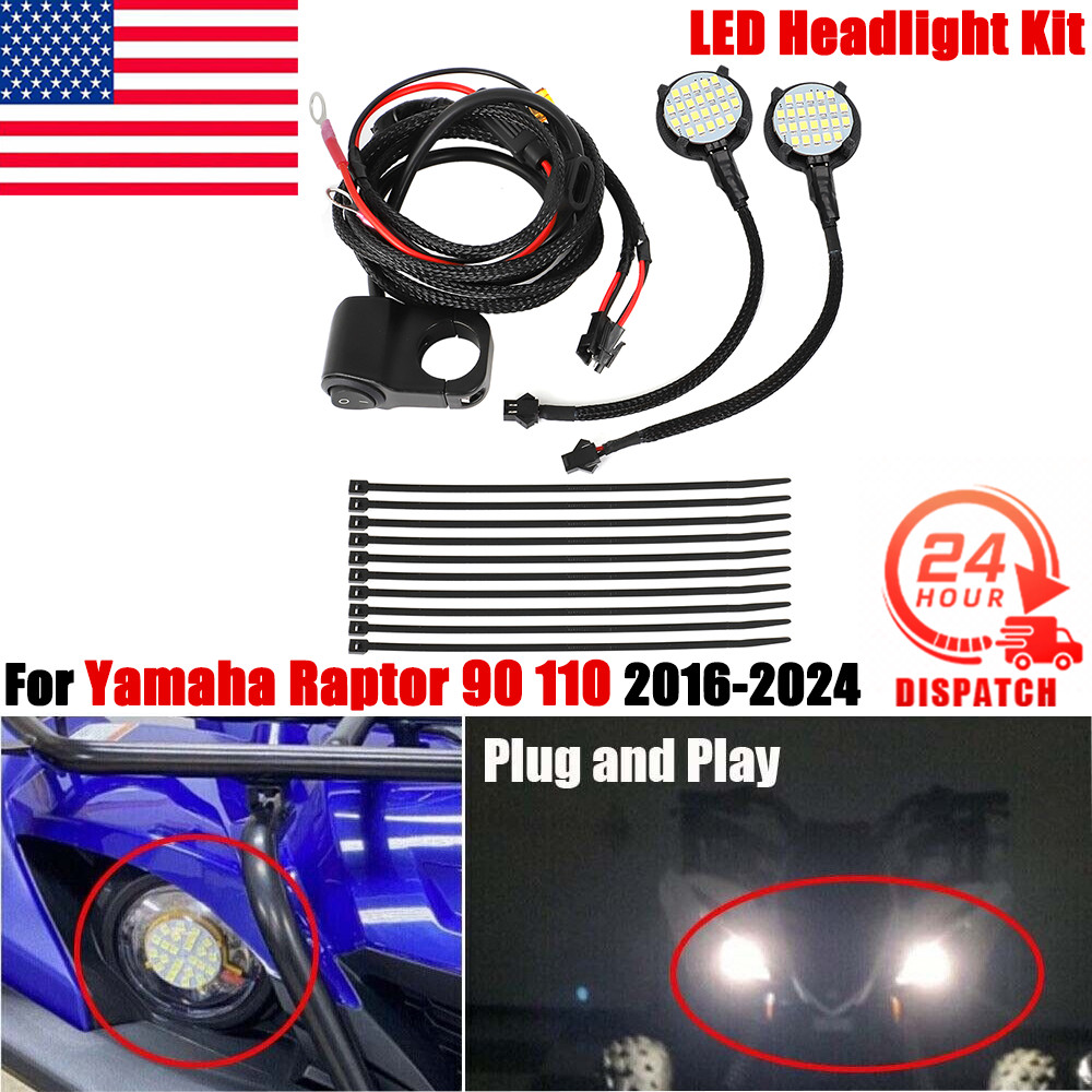 For Yamaha RAPTOR 90 RAPTOR 110 Complete LED Headlight Kit Fits 2016-2024 ATV US