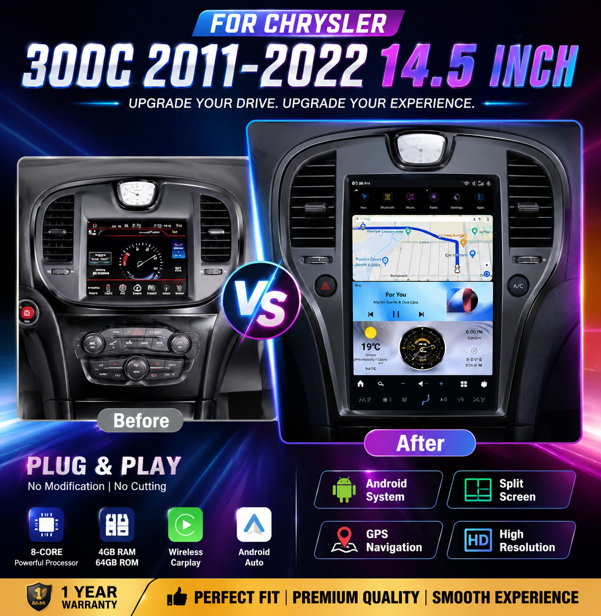 For Chrysler 300C 2011-22 Android 14.5\