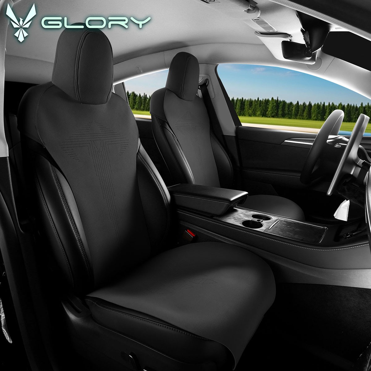 Fits 20-25 Tesla Model Y Seat Covers Cushion V1 Style Suede Leather Black Fits 20-25 Tesla Model Y Seat Covers Cushion V1 Style Suede Leather Black