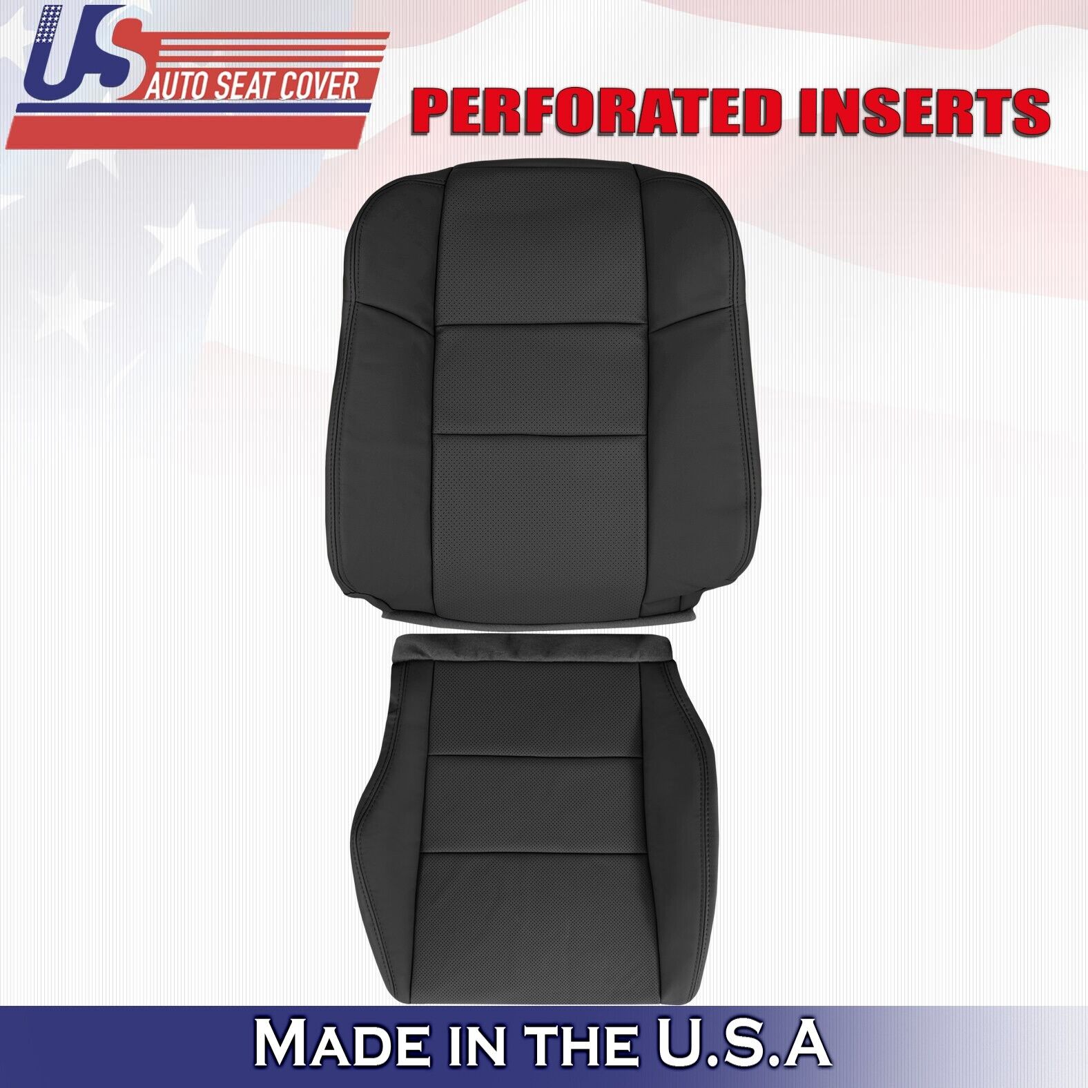 2009 2010 For Acura RDX Driver Top Bottom Synthetic Perf Leather Seat Covers BLK