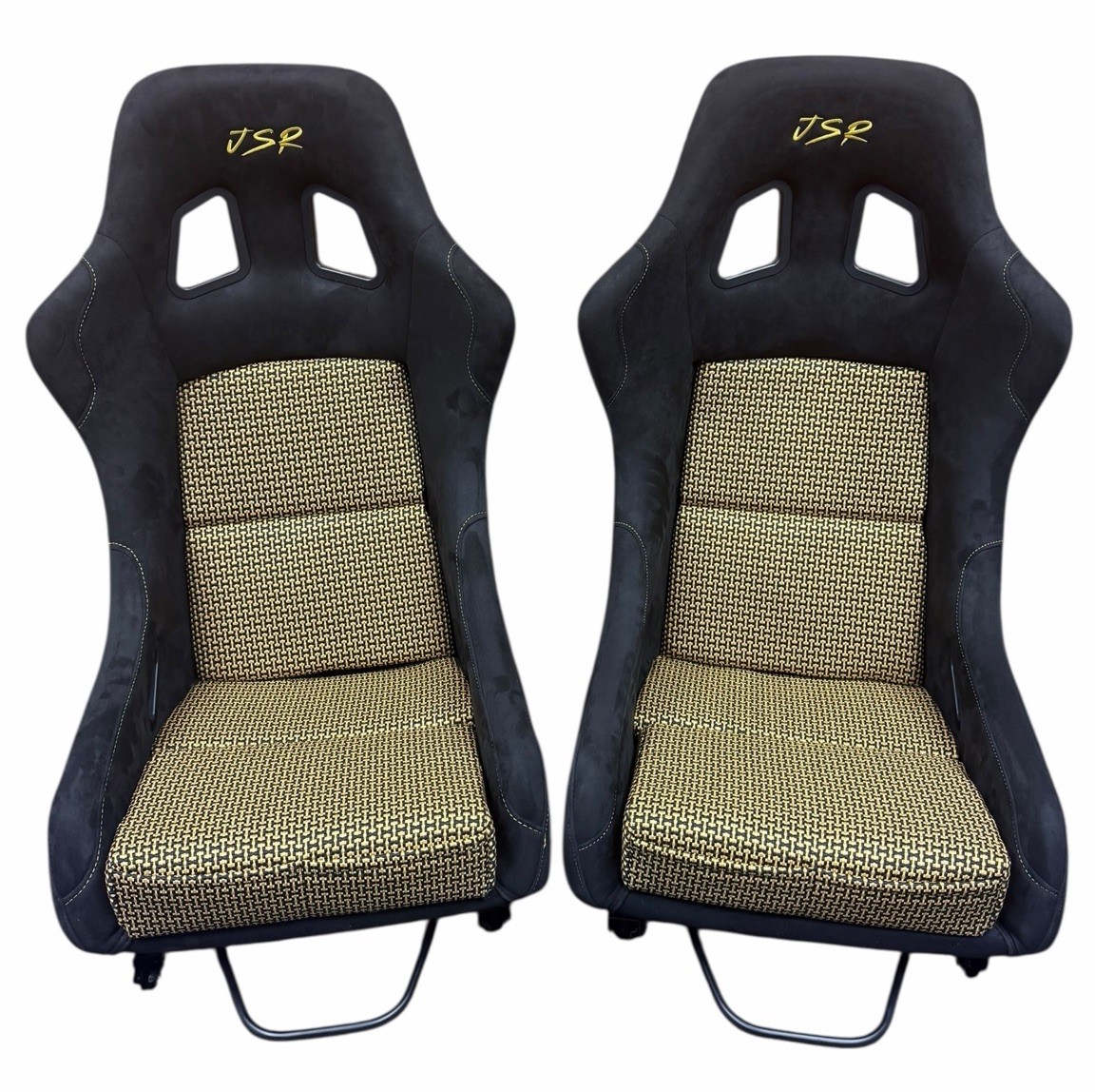 Universal Ultra Lightweight Fixed Mounted Bucket Seat With Rails Sliders Suede