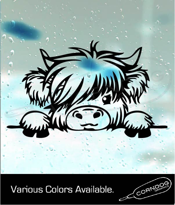 Highland Cow Peeking VINYL STICKER DECAL CUTE COO SCOTTISH HIGHLANDS SCOTLAND Highland Cow Peeking VINYL STICKER DECAL CUTE COO SCOTTISH HIGHLANDS SCOTLAND