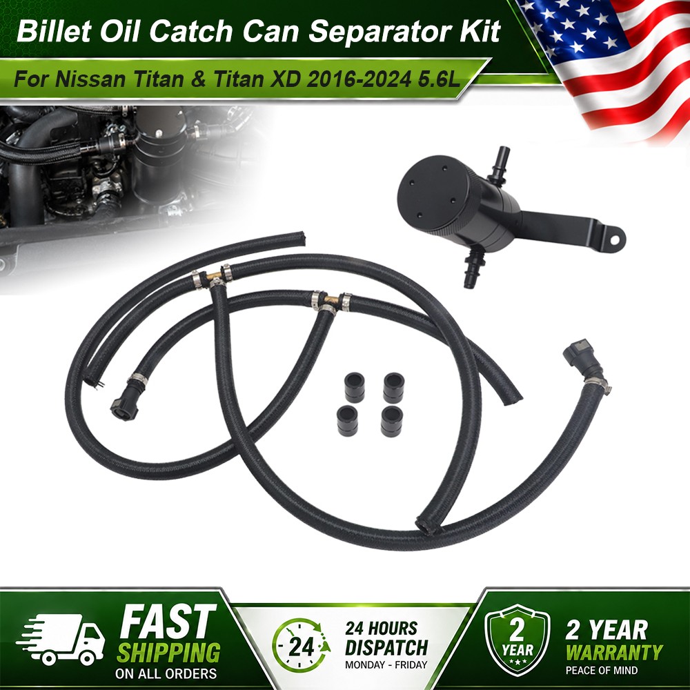 For Nissan Titan Billet Oil Catch Can Separator Kit Helps Separate Oil Vapor