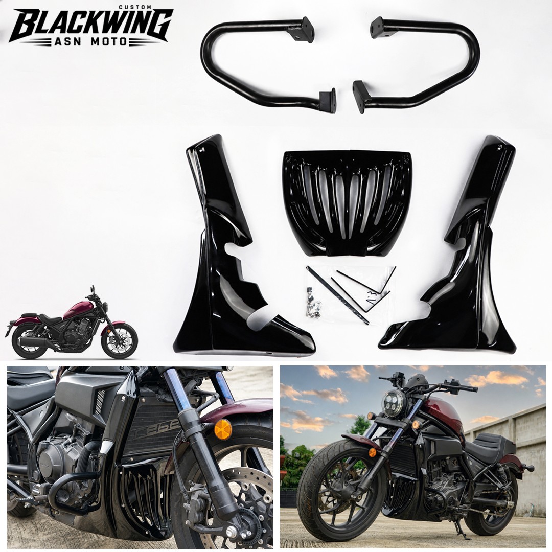 UNDER FAIRING BELLY PAN WITH CRASHBAR BLACK FOR HONDA REBEL CMX 1100 2021-24 UNDER FAIRING BELLY PAN WITH CRASHBAR BLACK FOR HONDA REBEL CMX 1100 2021-24