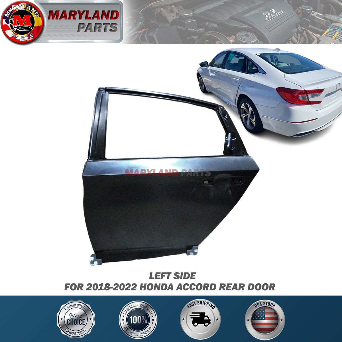 For 2018-2022 Honda Accord Left Rear Door Driver Side LH For 2018-2022 Honda Accord Left Rear Door Driver Side LH