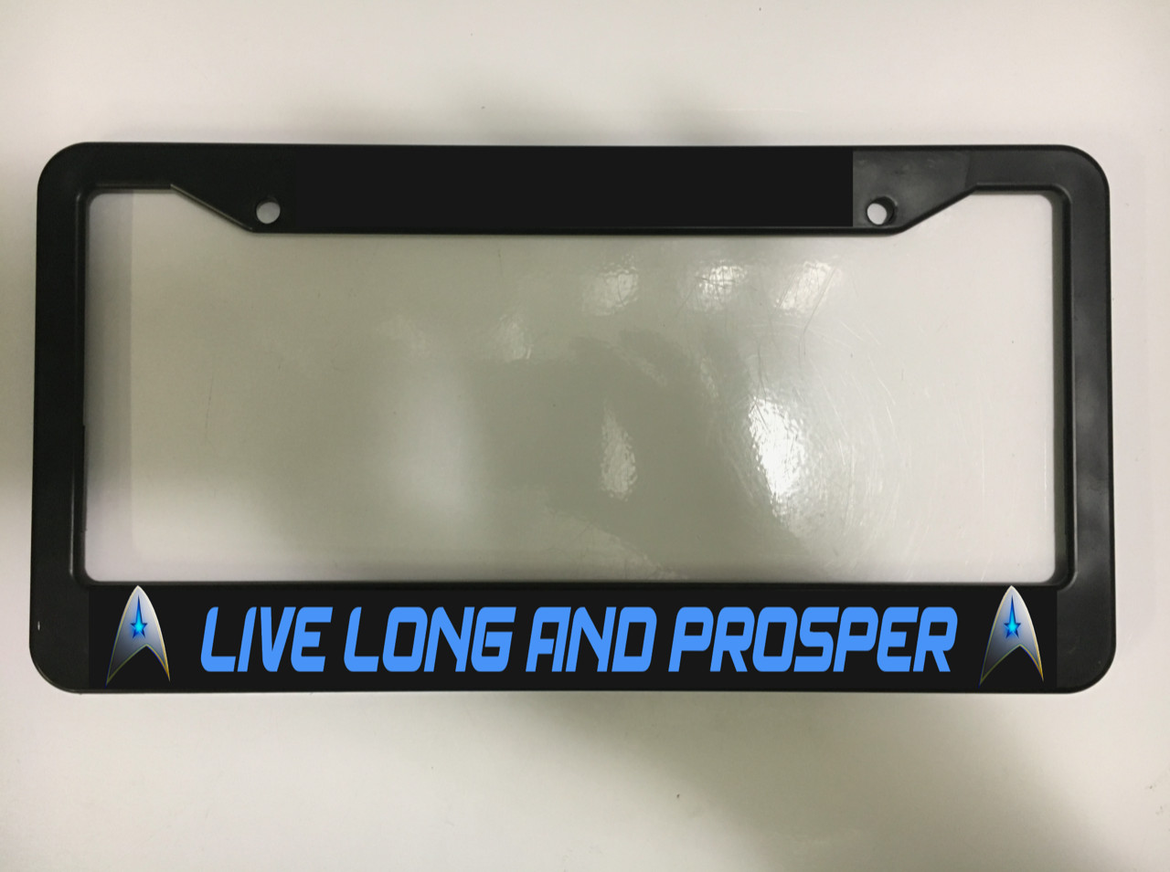 Live Long And Prosper Star Trek Nasa Galaxy Space Travel Car License Plate Frame