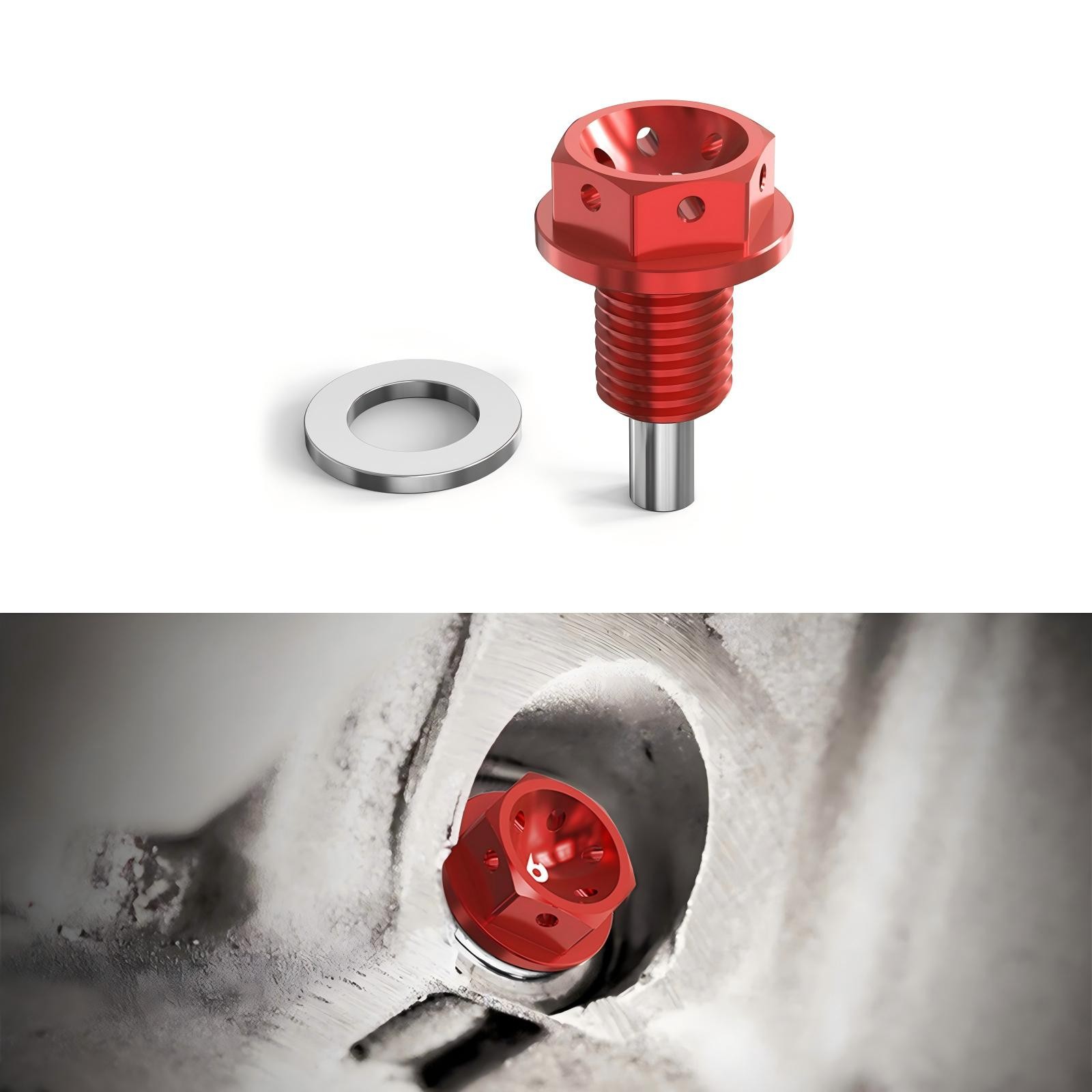 M12 X 1.5 Magnetic Engine Oil Drain Plug Red For BMW 1 2 3 4 5 6 7 Series