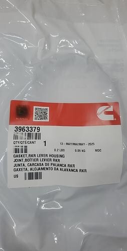 One Genuine Cummins Gasket 3963379 Factory Sealed Plastic One Genuine Cummins Gasket 3963379 Factory Sealed Plastic