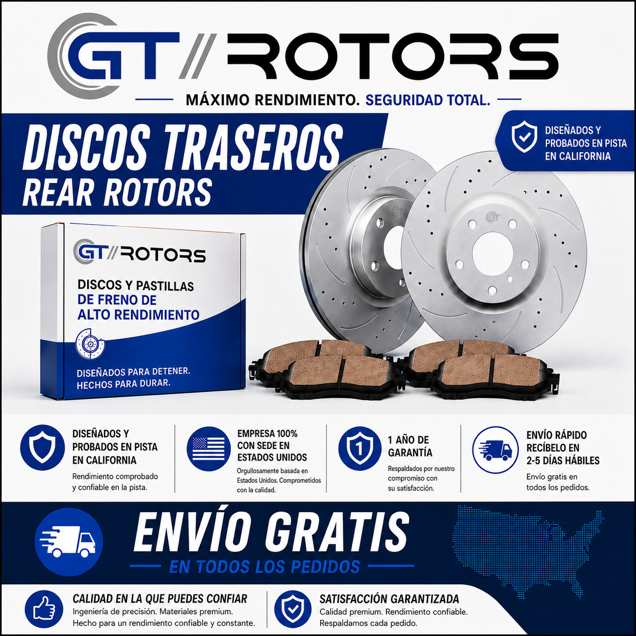 [TRASEROS] Discos de Freno y Pastillas for Ford Mustang 2005 - 2014