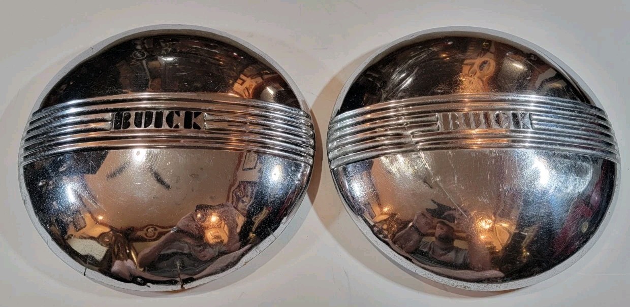 Vintage 1936 Buick Dog Dish Poverty Hub Caps (2) Roadmaster Century 40 Special Vintage 1936 Buick Dog Dish Poverty Hub Caps (2) Roadmaster Century 40 Special