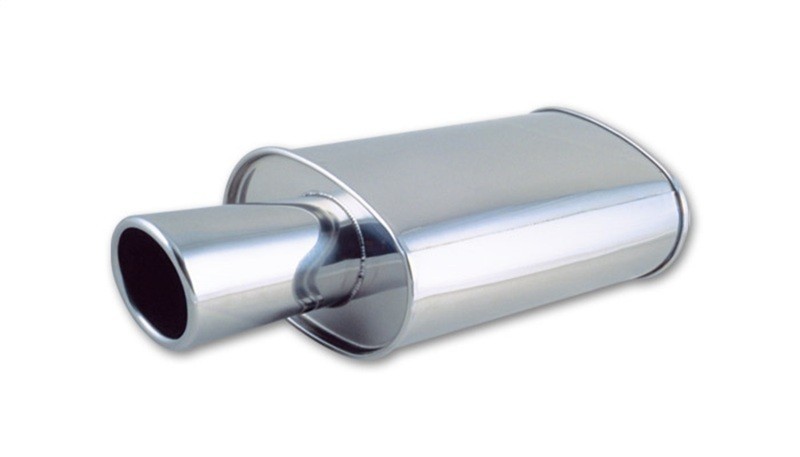 Vibrant StreetPower Oval Muffler 2.5in Inlet 4in Tip Stainless Steel 1046