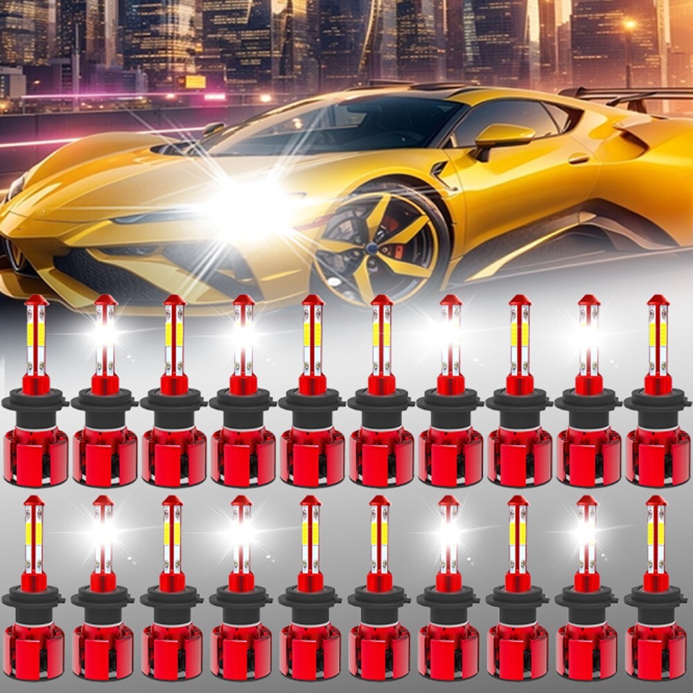 4-Side 20x H7 LED Headlight Kit Hi/Low Beam DRL Bulbs 6000K White Super Bright