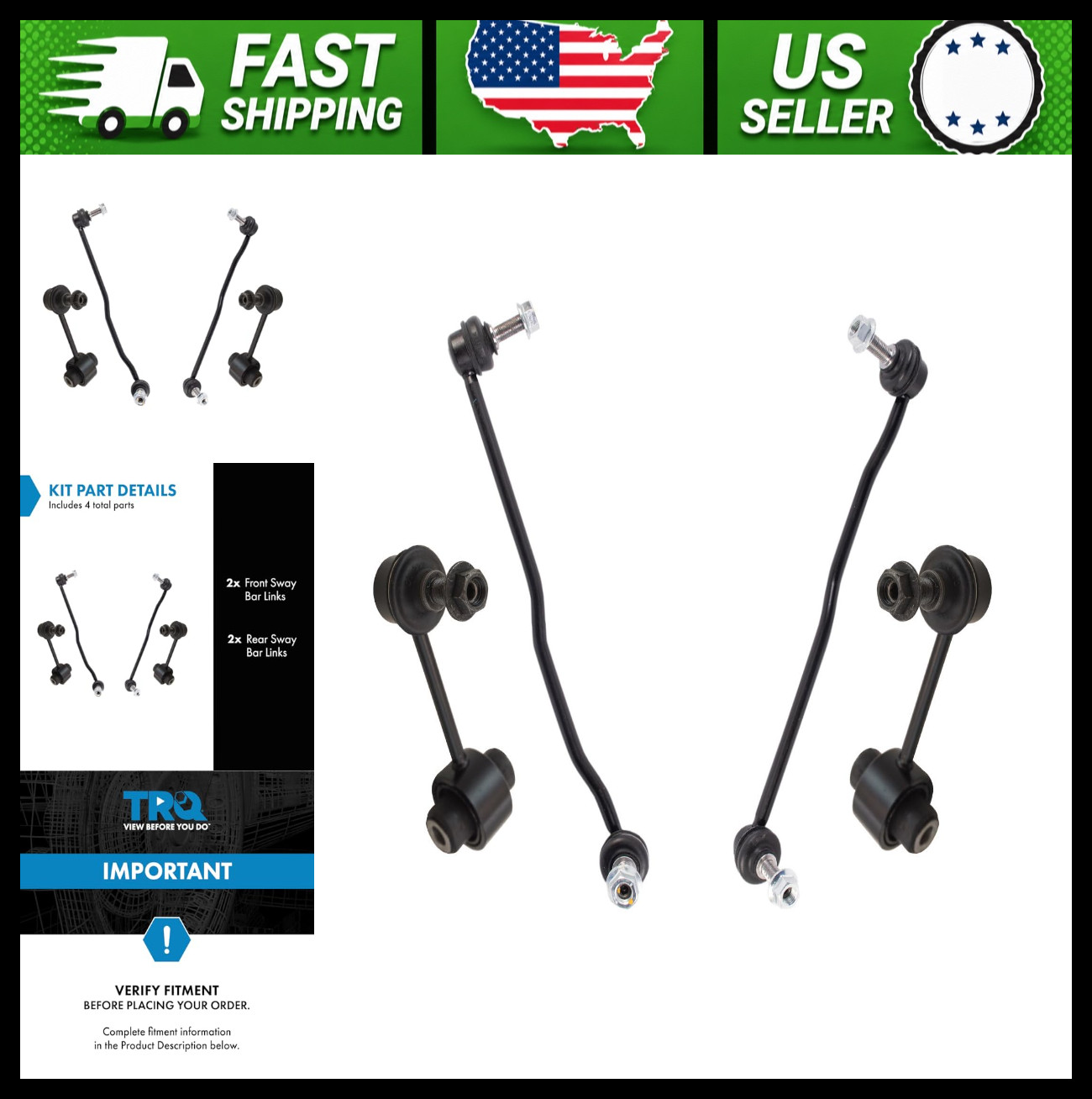 TRQ Front & Rear Sway Bar Stabilizer Link Set for Subaru Outback 2015-2019 TRQ Front & Rear Sway Bar Stabilizer Link Set for Subaru Outback 2015-2019