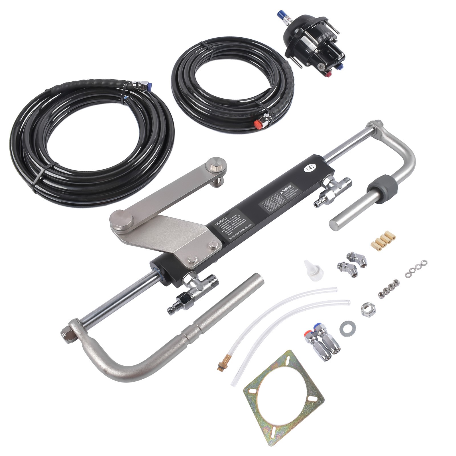 90HP Hydraulic Steering System for Outboard Boat 24ft Hose & Helm Cylinder Kit