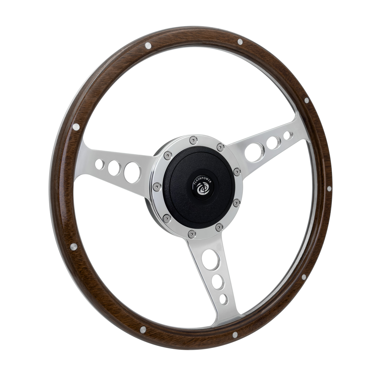 13'' Classic Riveted Wooden Steering Wheel Custom Ford Mustang Shelby AC Cobra