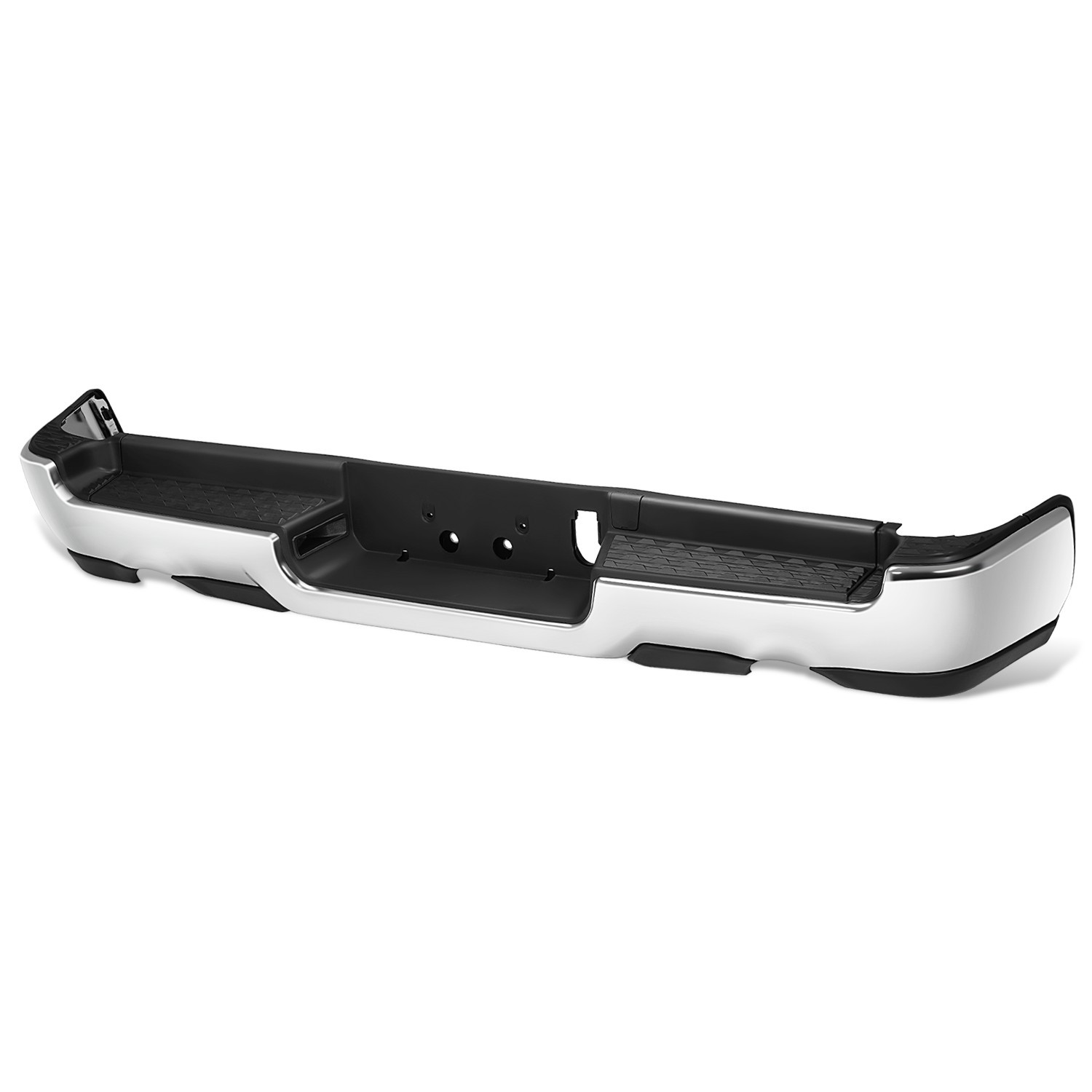 Fit 19-24 RAM 1500 Dual Exhaust Chrome Rear Bumper Assembly w/o Park Sensor Hole