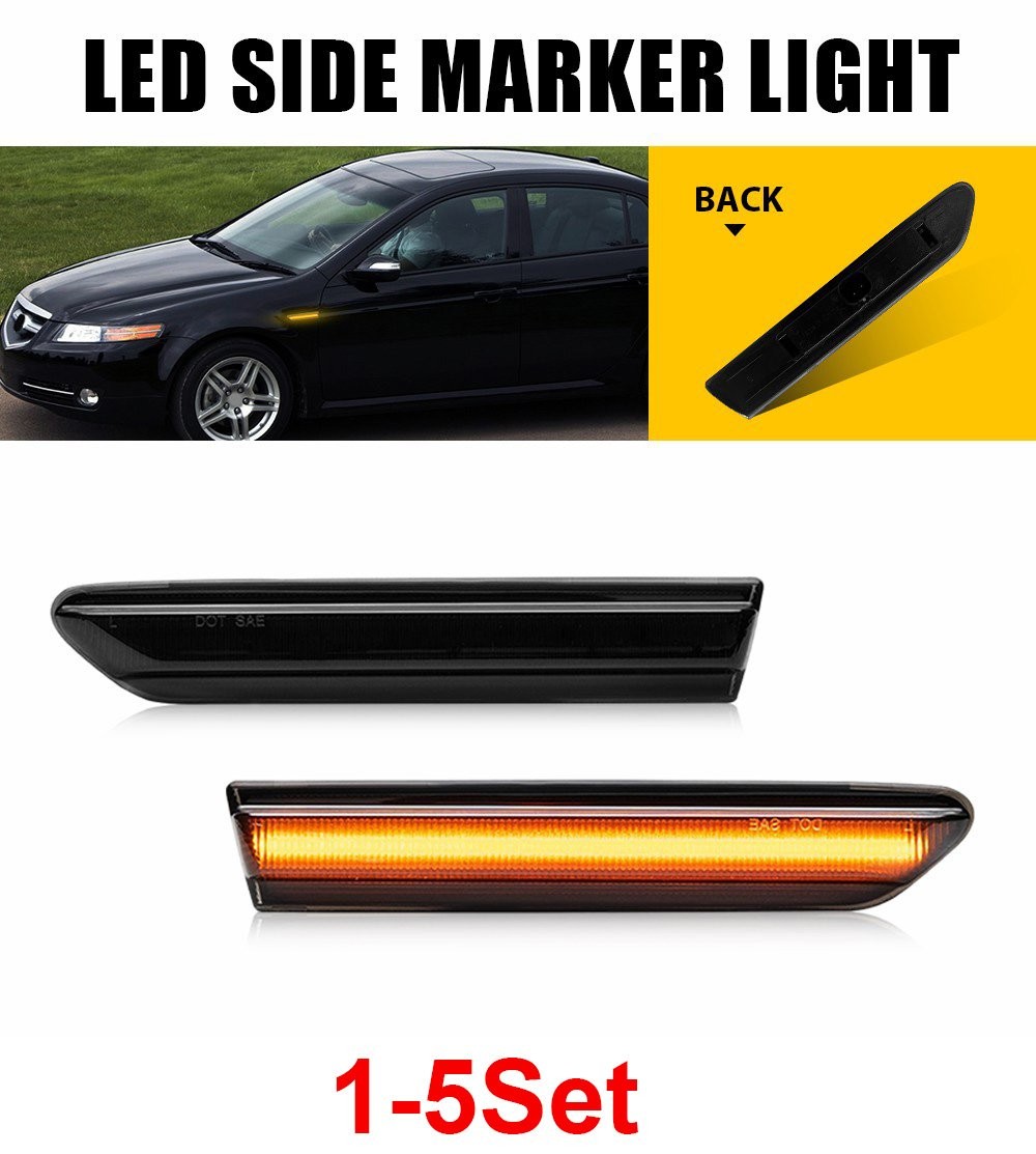 1-5Set Waterproof LED Side Marker Light For 04-08 Acura TL Front Fender Amber
