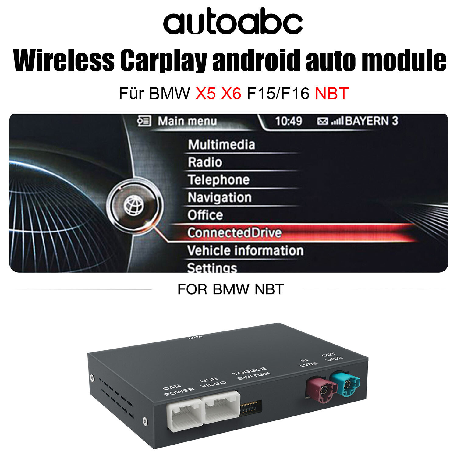 For 2014-2016 BMW X5 X6 F15/F16 NBT Wireless CarPlay Android Auto Module Adapter