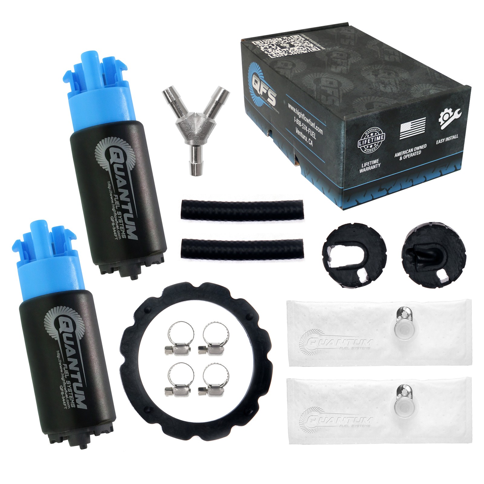 QFS Dual 340LPH Fuel Pumps +Y-Fitting Kit for Ford Lightning F150 1999-2004 5.4L QFS Dual 340LPH Fuel Pumps +Y-Fitting Kit for Ford Lightning F150 1999-2004 5.4L