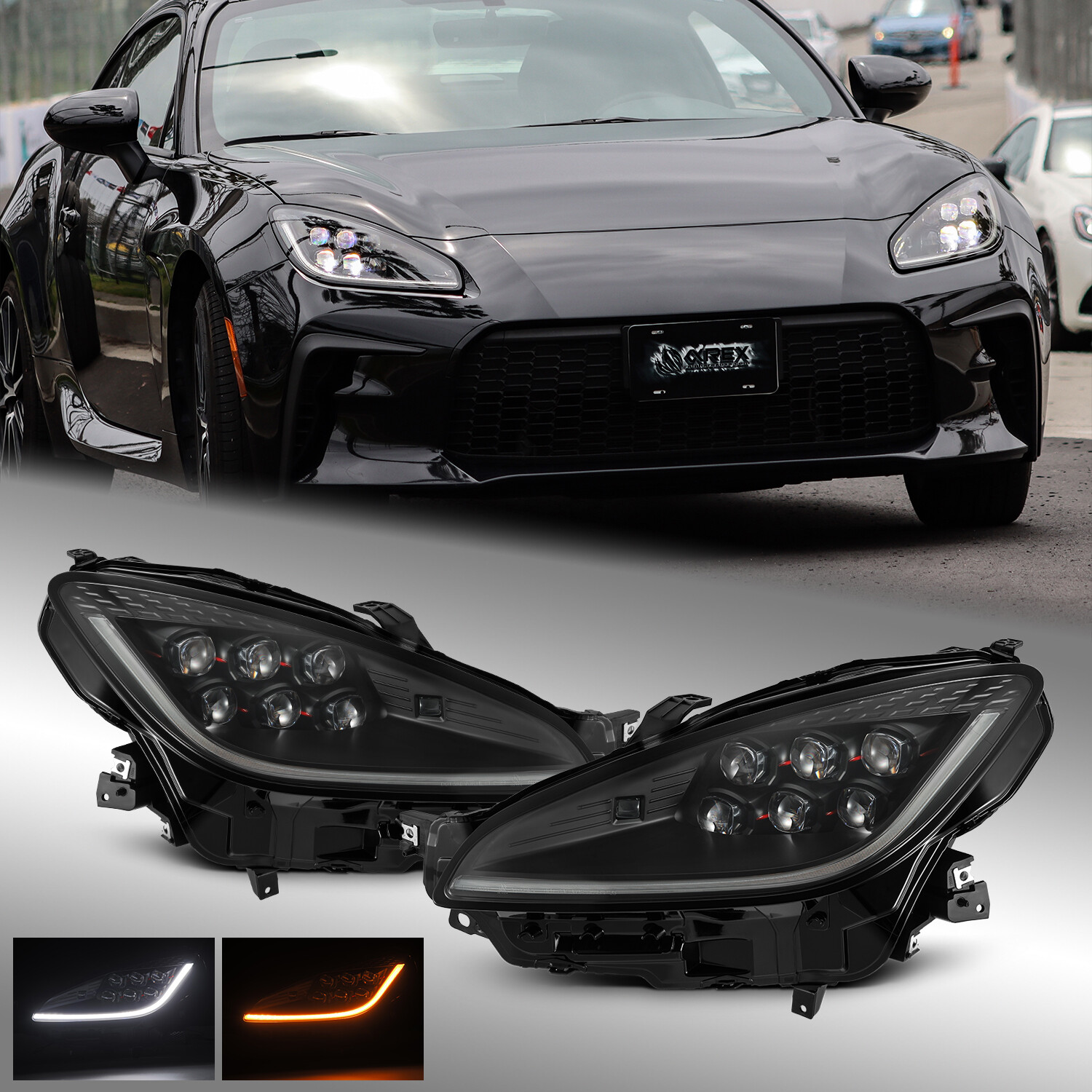 Fit 21-23 Toyota GR86/Subaru BRZ NOVA-Series LED Projector DRL Black Headlights