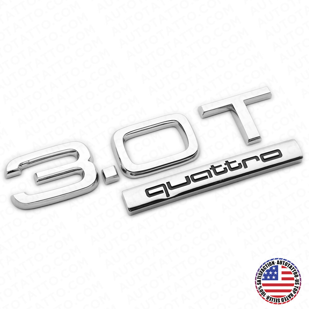 04-22 Audi Rear Trunk Deck Lid 3.0T Quattro Nameplate Emblem Badge Chrome