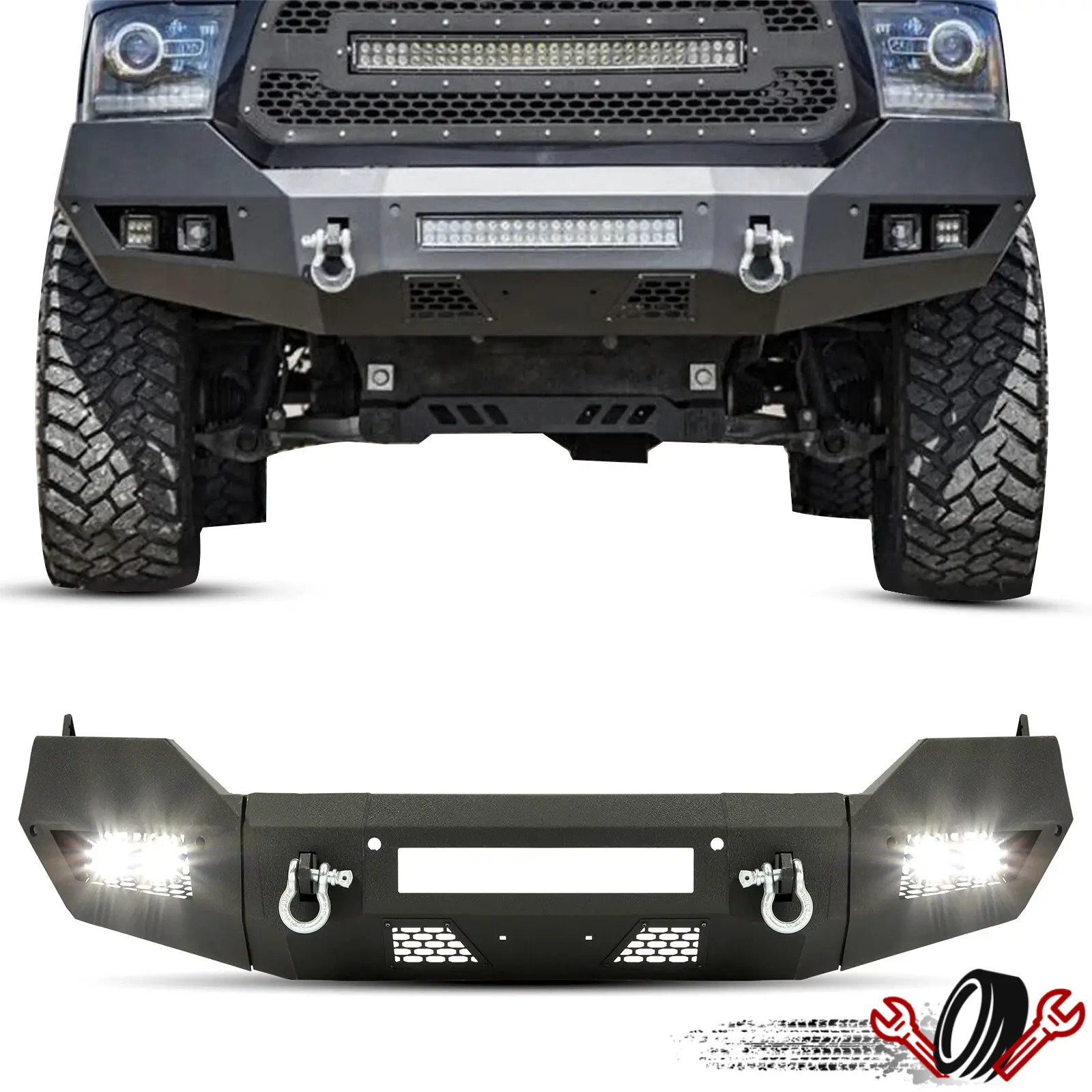 Front Bumper For Dodge Ram 1500 2013-18 Classic 19-23 W/LED Lights 2WD 4WD Steel Front Bumper For Dodge Ram 1500 2013-18 Classic 19-23 W/LED Lights 2WD 4WD Steel