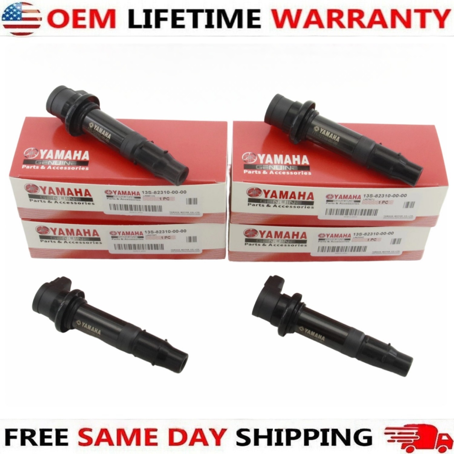 Genuine Yamaha YZF-R6 YZFR6 2008-2016 4pcs Ignition Coils 13S-82310-00-00