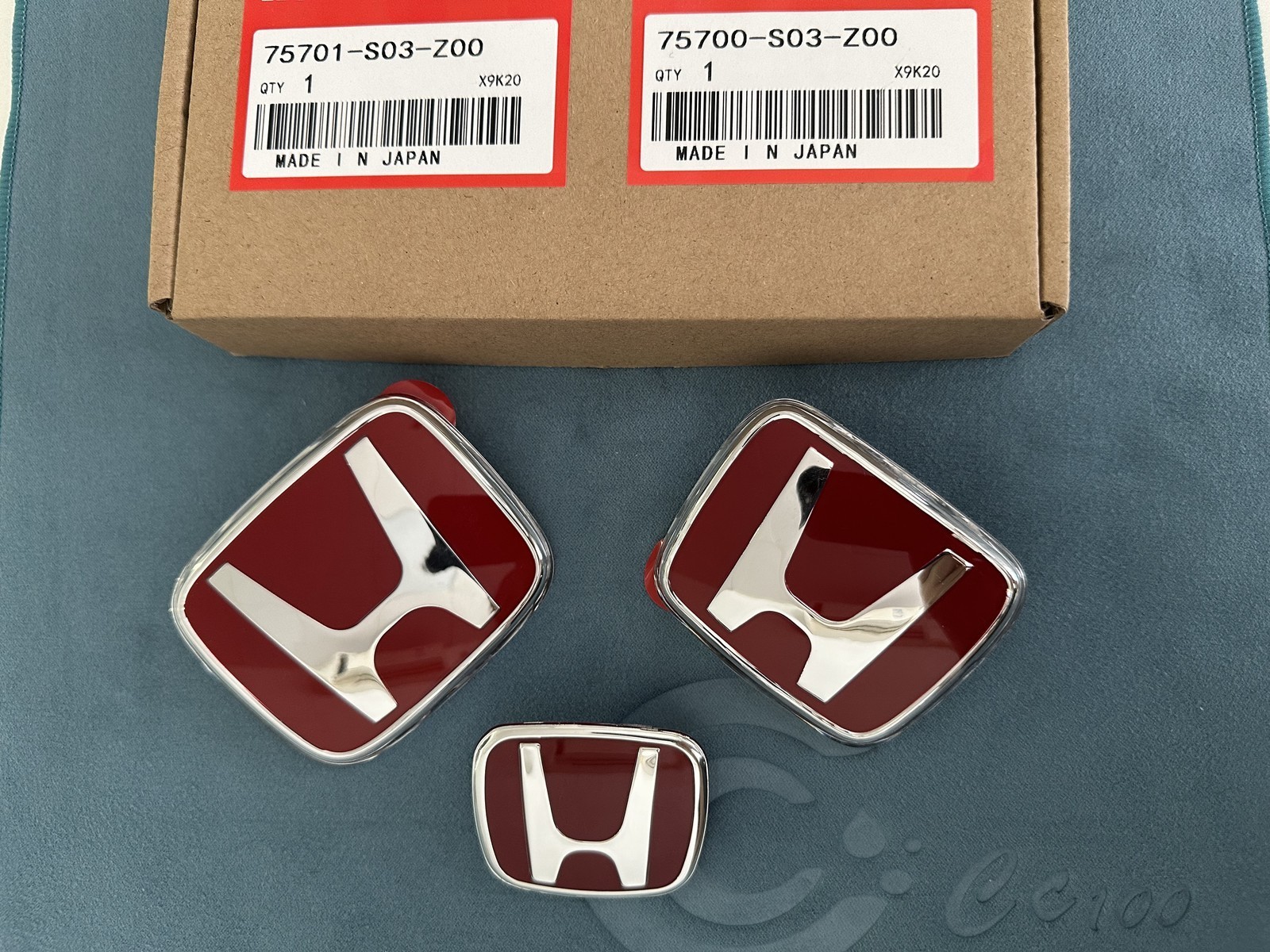 3PCS Genuine Style Front Rear Wheel Red Emblem For 1996-2000 Honda CIVIC 3PCS Genuine Style Front Rear Wheel Red Emblem For 1996-2000 Honda CIVIC