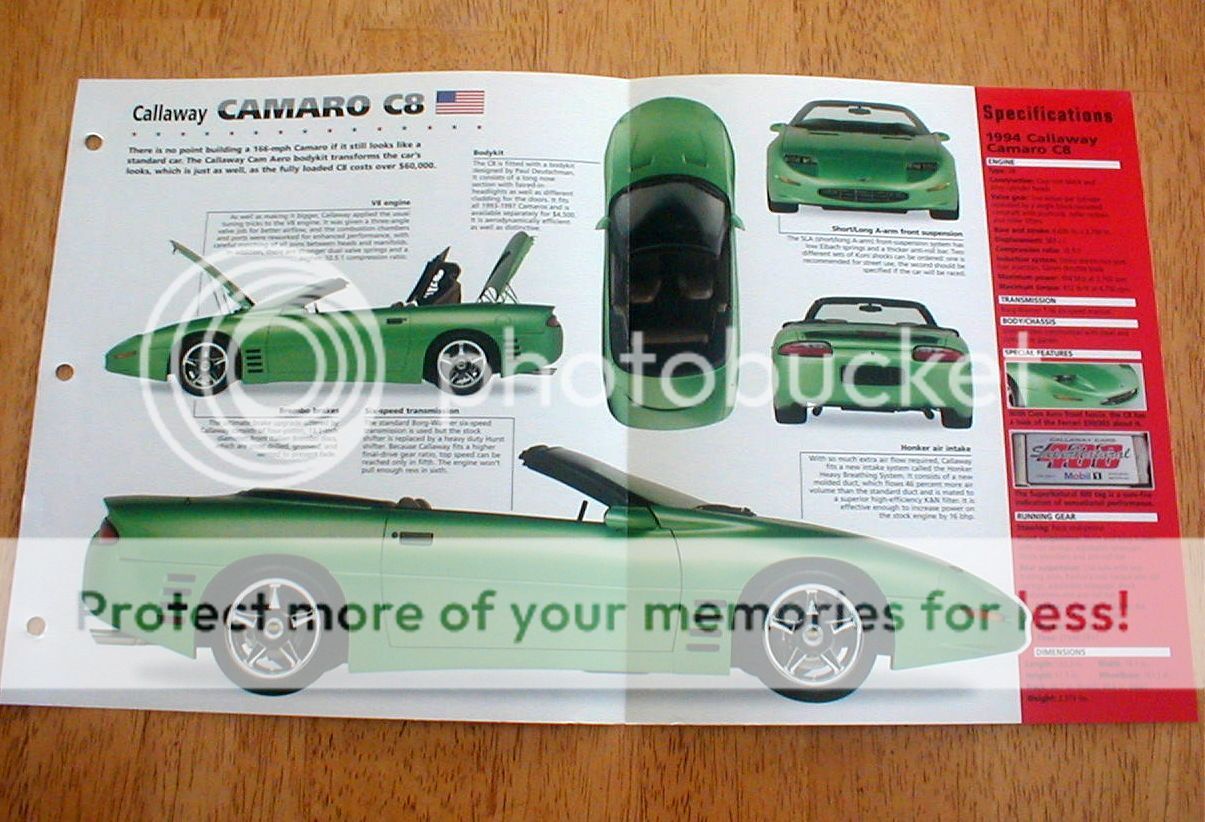 1994 CALLAWAY CAMARO C8 CONVERTIBLE UNIQUE IMP BROCHURE