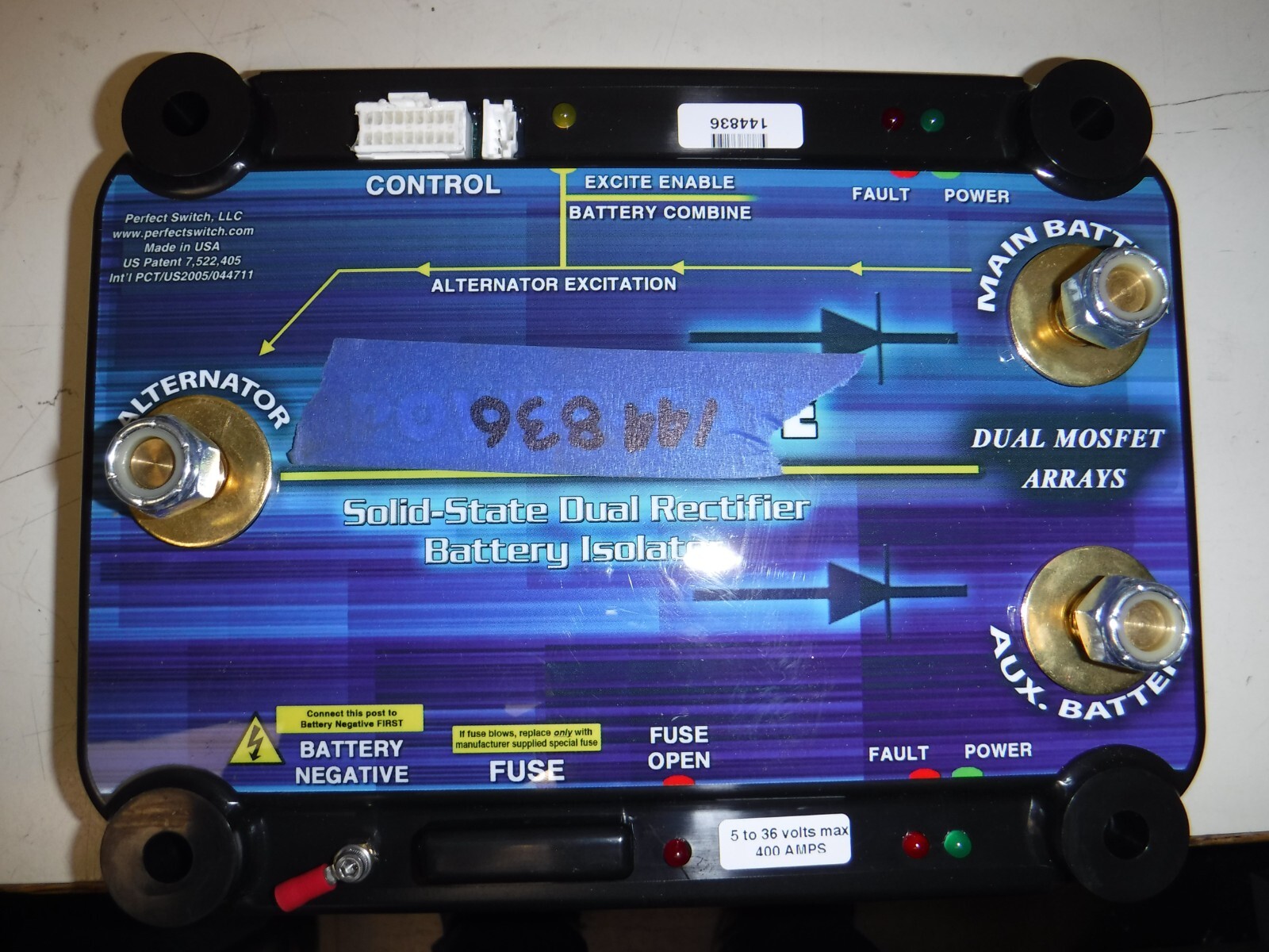 POWER-GATE  12-36 volt High Per. 400 AMP Dual Battery Isolator for Boats/RV\'s