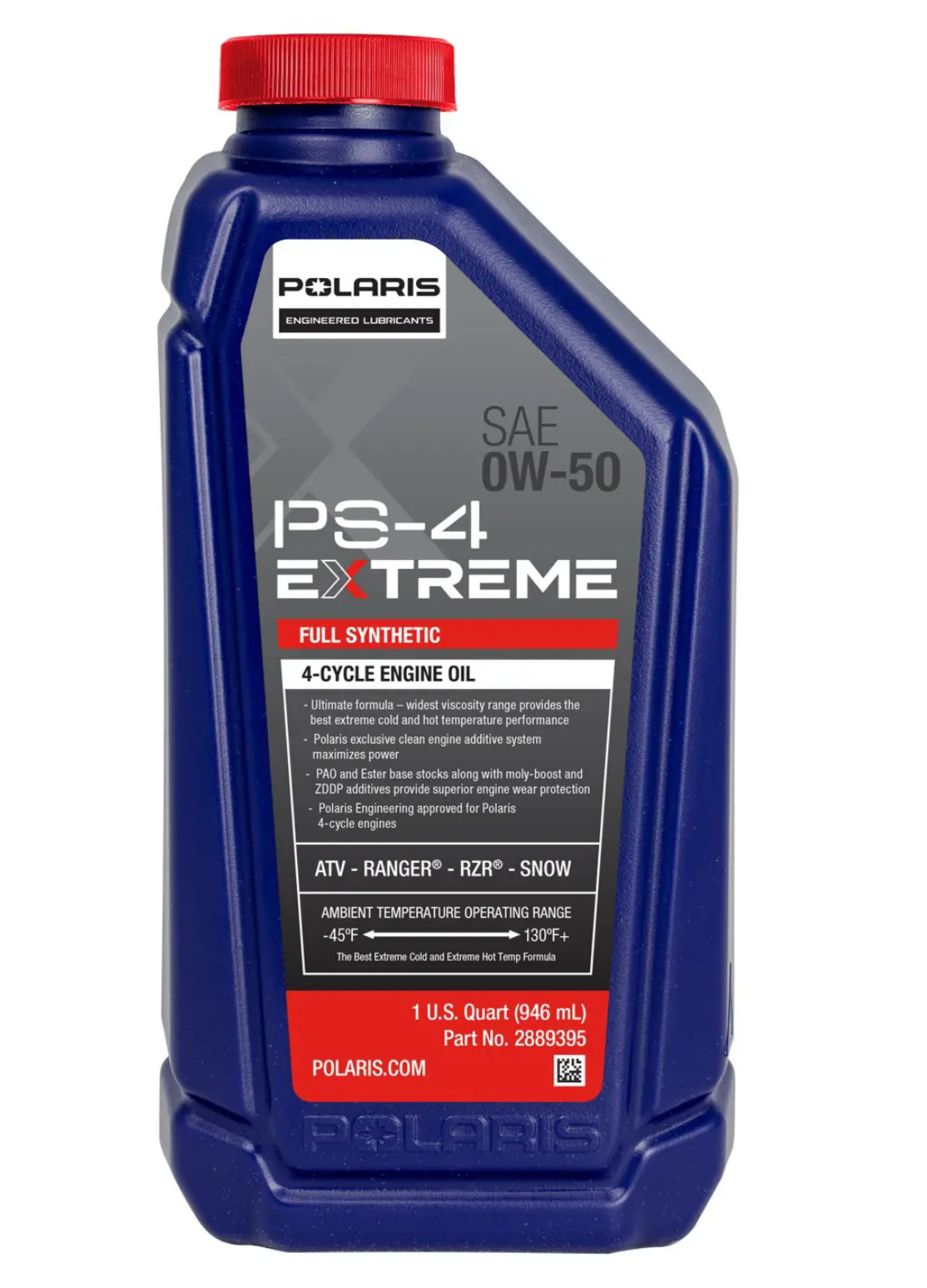 Polaris PS-4 Extreme Full Synthetic Oil 0W-50 1 Quart 2889395
