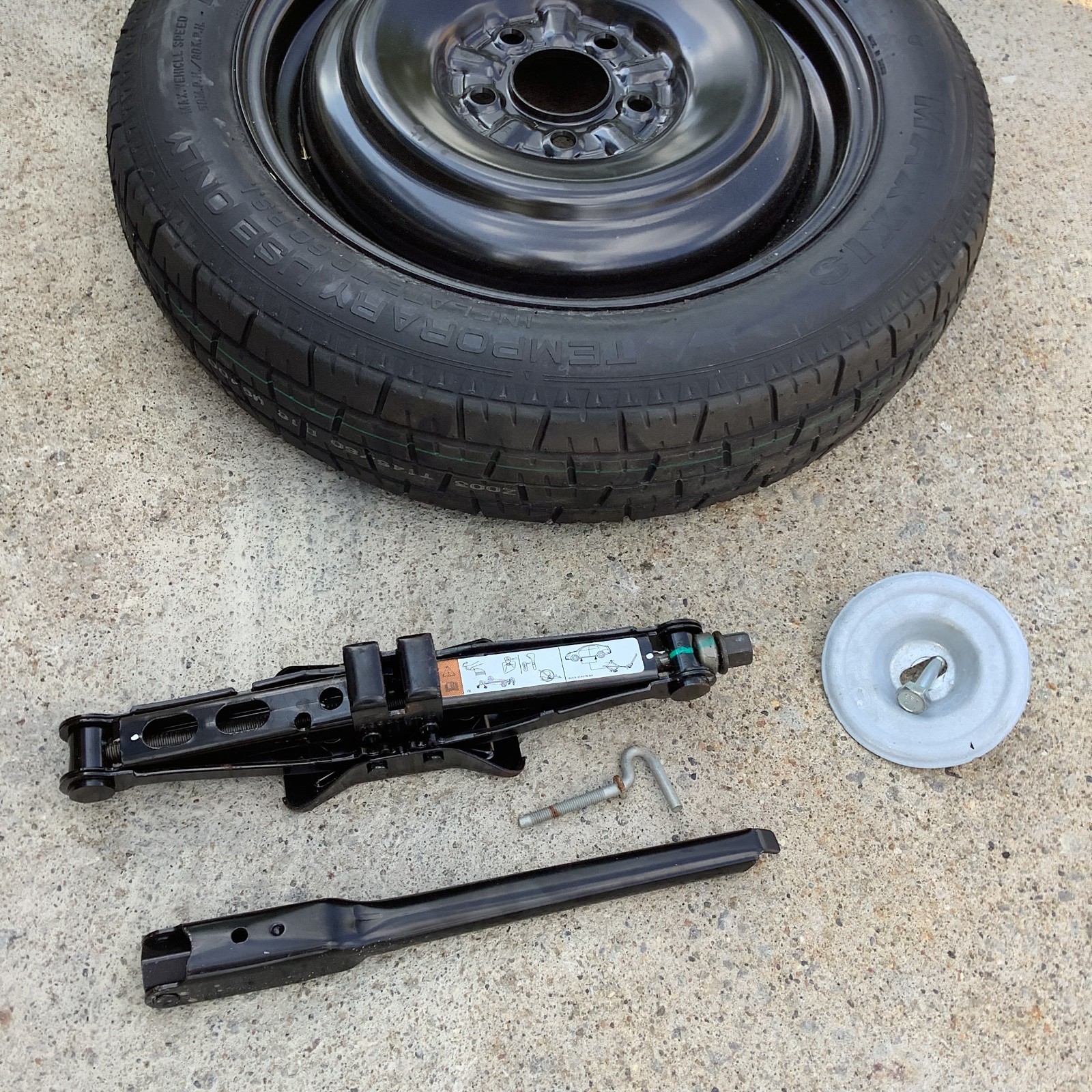 OEM Spare Tire W/ OEM Jack Kit  16’’ Fits: 2006-2012 Ford Fusion Compact Donut -