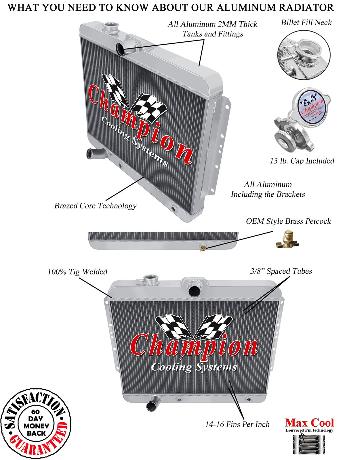 ER Champion 3 Row Radiator for 1959 1960 Cadillac Series 75 Fleetwood #CC59CAD