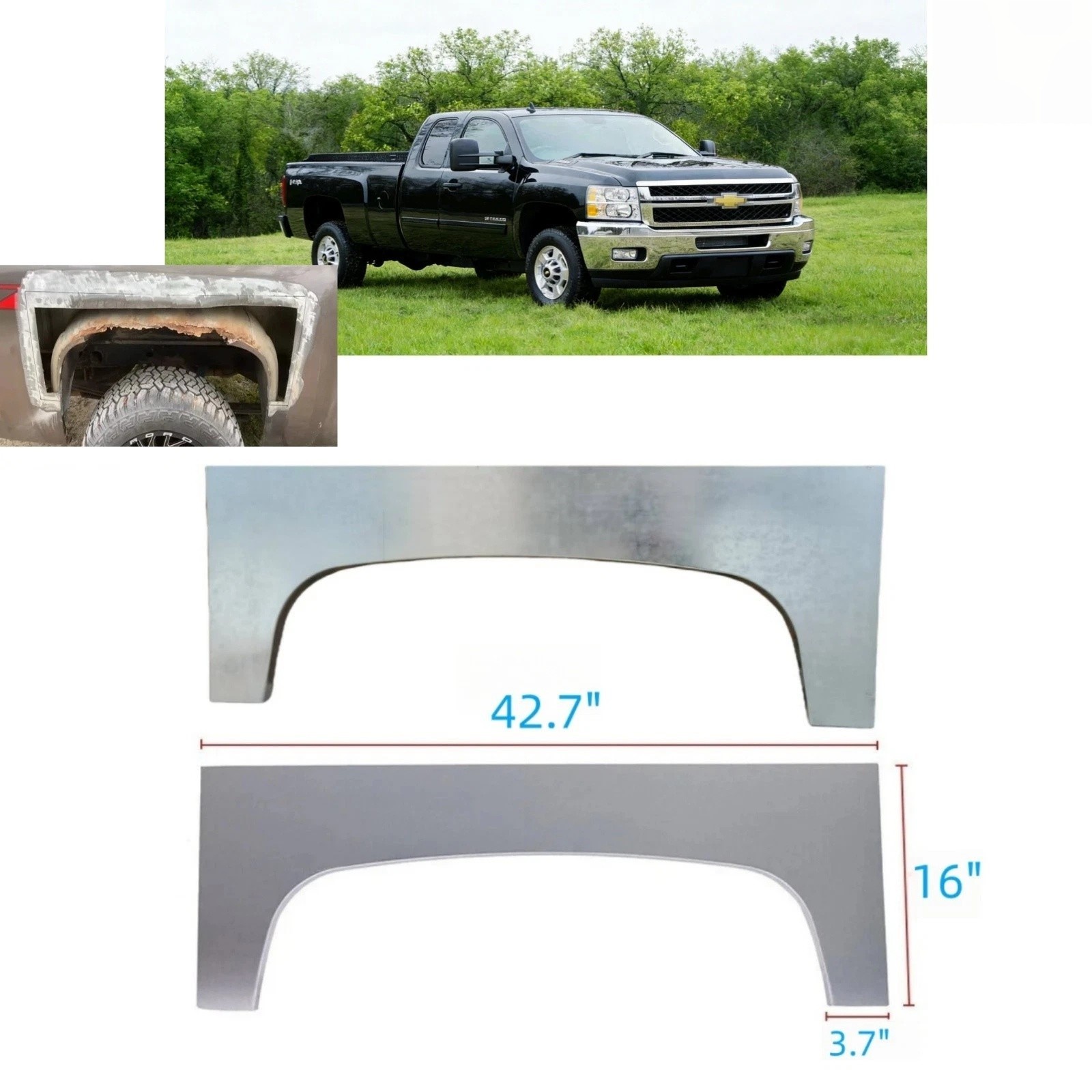 For Chevrolet Silverado 07-14 Rear Upper Wheel Arch Repair Quarter Panels Pair