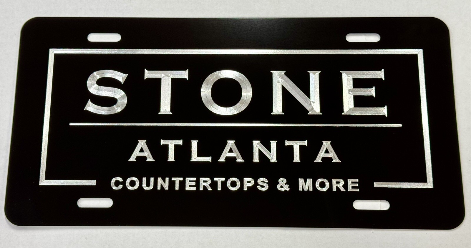 Custom YOUR Business Name Engraved Diamond Etched Metal License Plate Car Tag