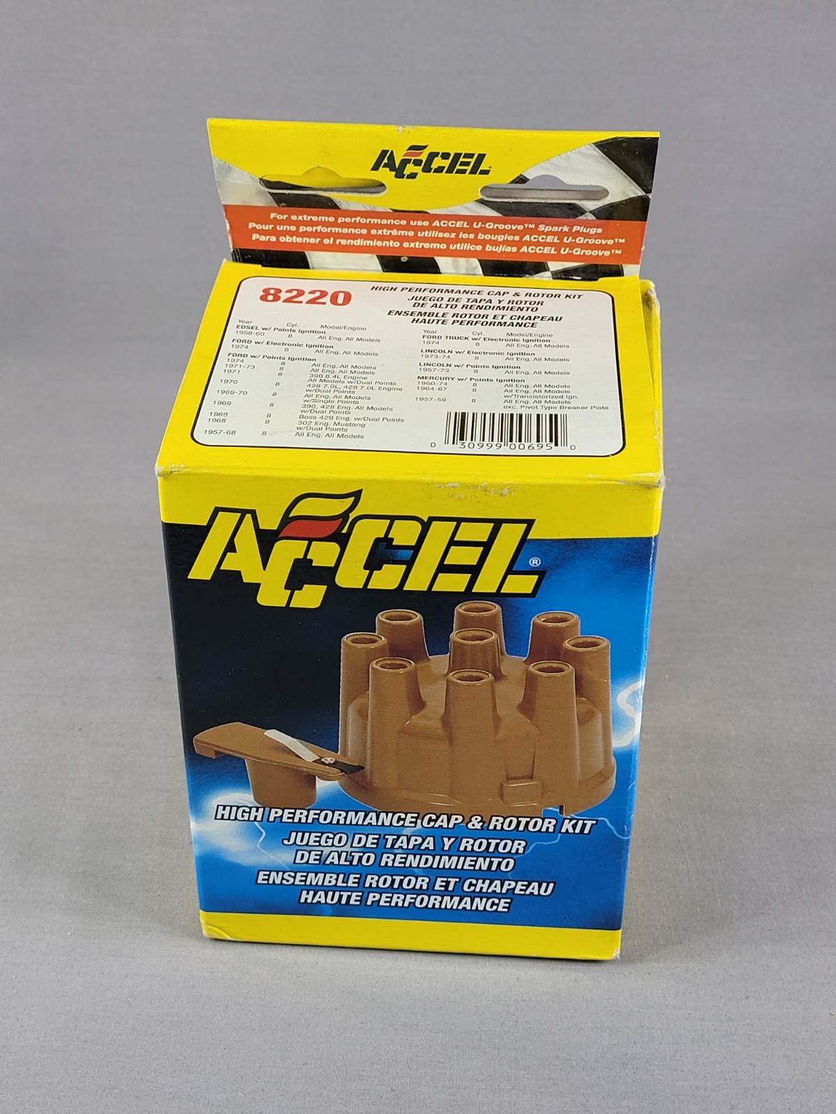 ACCEL 8220 Distributor Cap & Rotor Kit - Female Socket Style - Tan ACCEL 8220 Distributor Cap & Rotor Kit - Female Socket Style - Tan